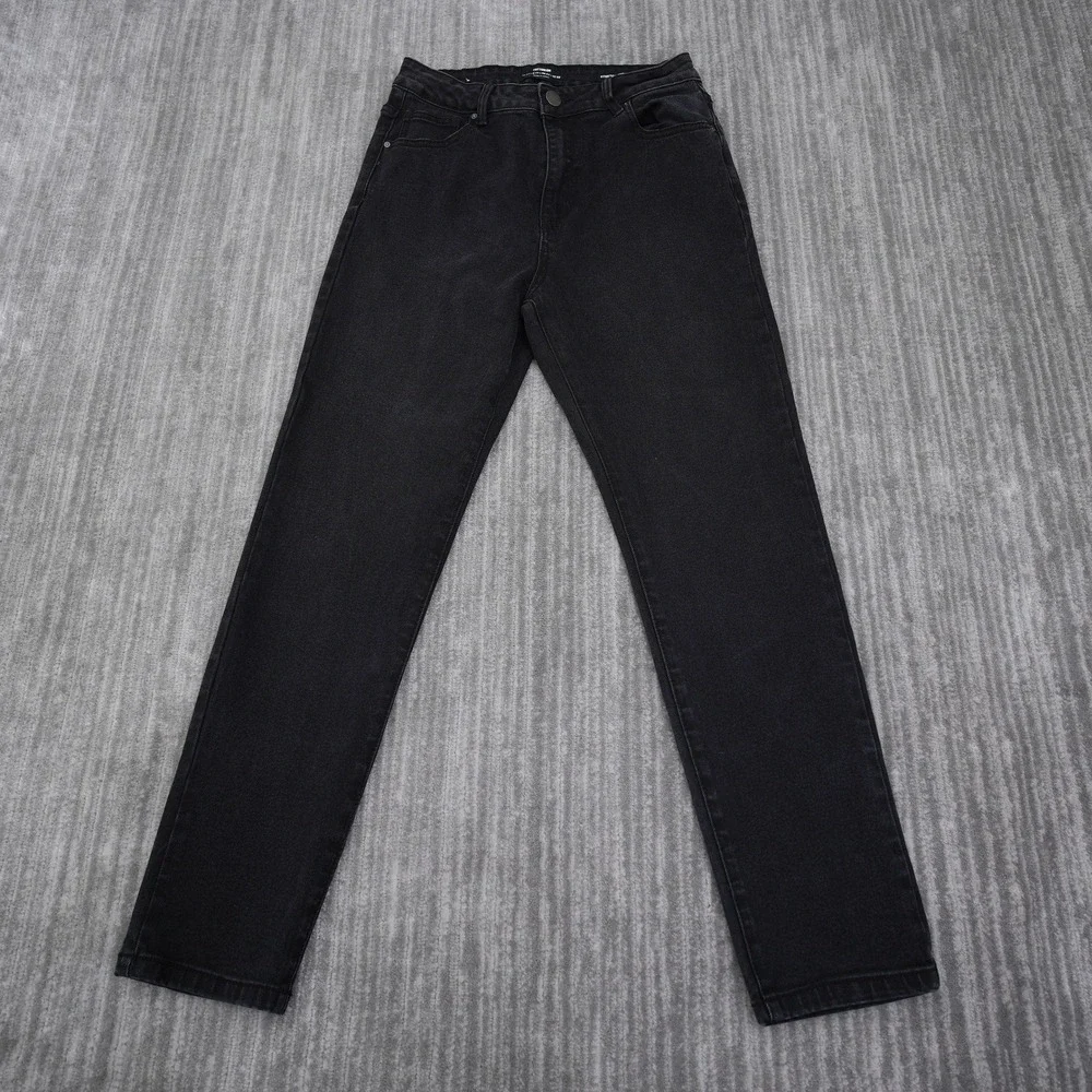 Cotton On Stretch Mom Jean Womens 8 Black High Waisted Tapered Denim Pants